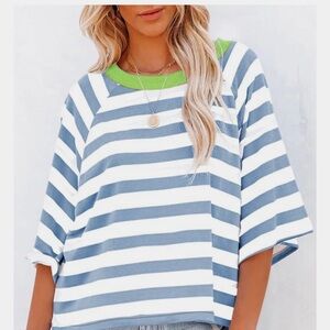 Striped Blue and White Women's Top